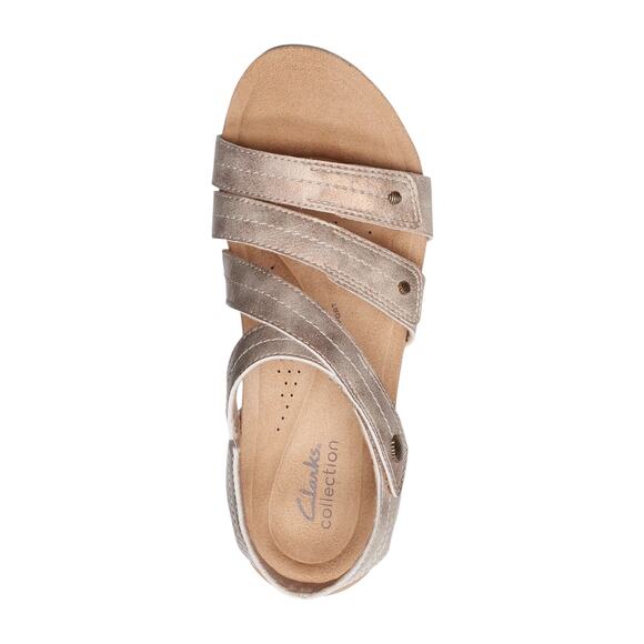 Clarks Women's Calenne Clara Leather Strappy Wedge Sandals Bronze Size 10 - Picture 4 of 5